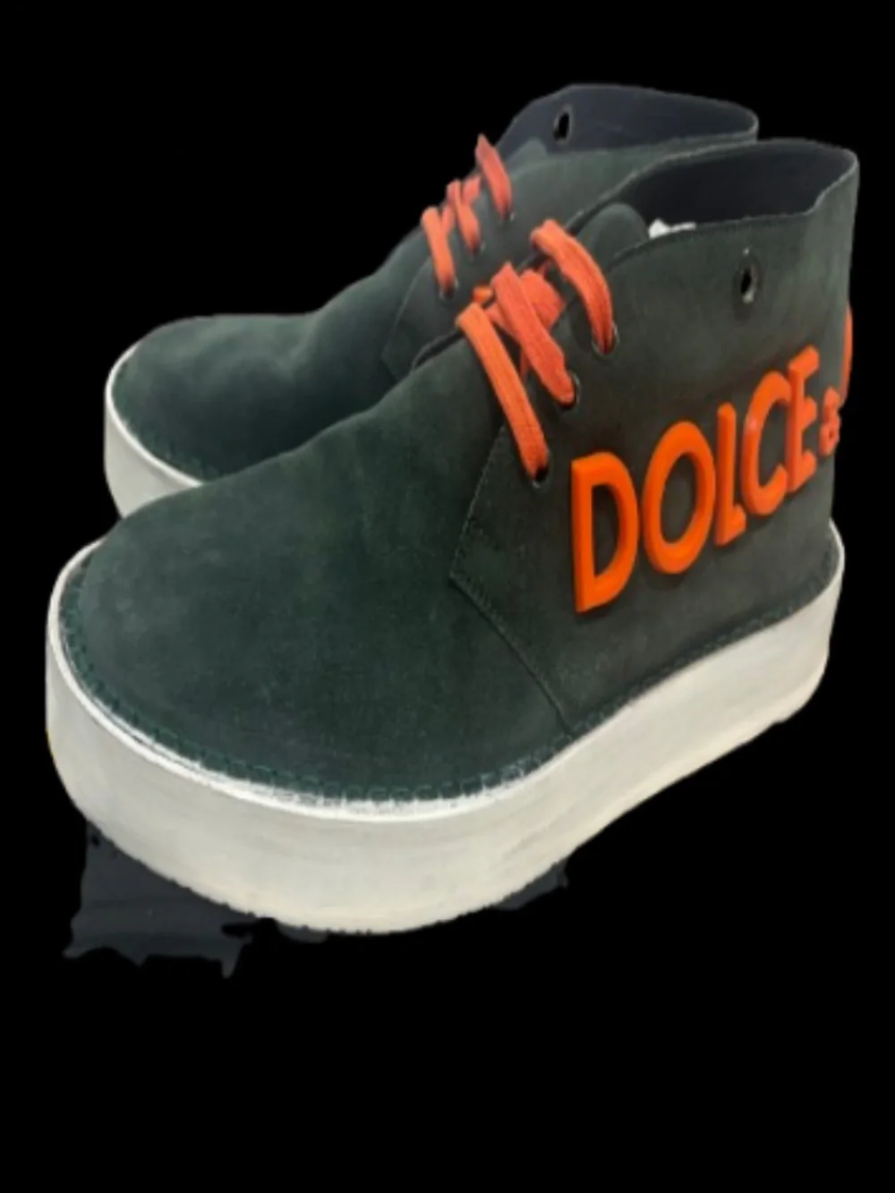 NIB! Authentic Dolce & Gabbana Green Derby Logo Casual Men Sneakers Shoe Size 44